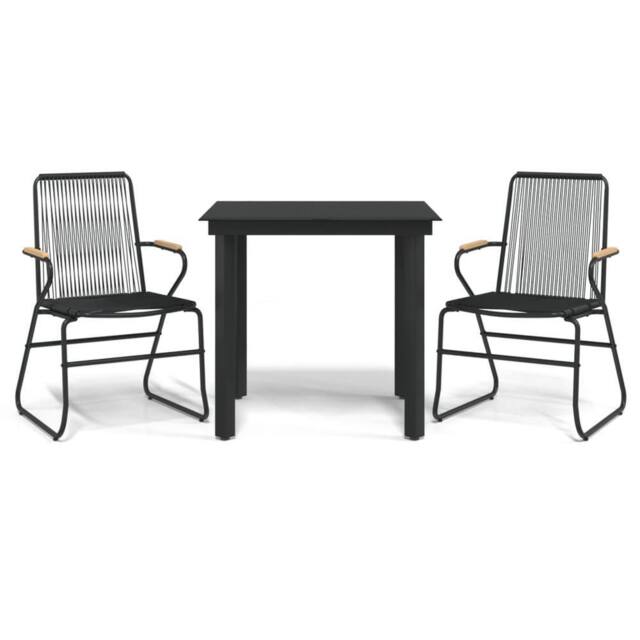 Berkfield Home 3 Piece Garden Dining Set Black PVC Rattan - image 1