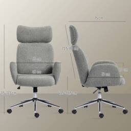 HOMCOM Office Chair with Adjustable Headrest, Comfy Desk Chair, Dark Grey - thumbnail 3