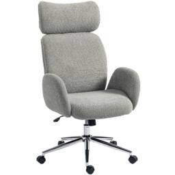 HOMCOM Office Chair with Adjustable Headrest, Comfy Desk Chair, Dark Grey - thumbnail 2