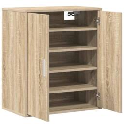 Berkfield Home Shoe Cabinet Sonoma Oak 60x35x70 cm Engineered Wood in Light Tan - Size: 60 x 35 x 70 cm - thumbnail 7