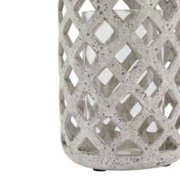 Lemon Pavilion Furniture and Decor Stone Effect Hurricane Lantern - Ceramic - L16 x W16 x H23 cm - Grey - thumbnail 3