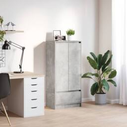 Berkfield Home Durable Cabinet with Drawer Concrete Grey 55.5x34x119.5 cm Engine - thumbnail 2