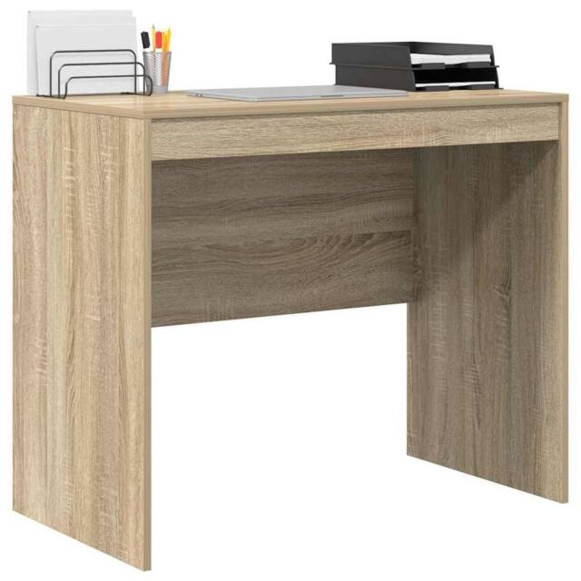 Berkfield Home Modern Writing Desk Sonoma oak Particle board 90 x 50 x 76 cm Simple in Light Brown - image 1