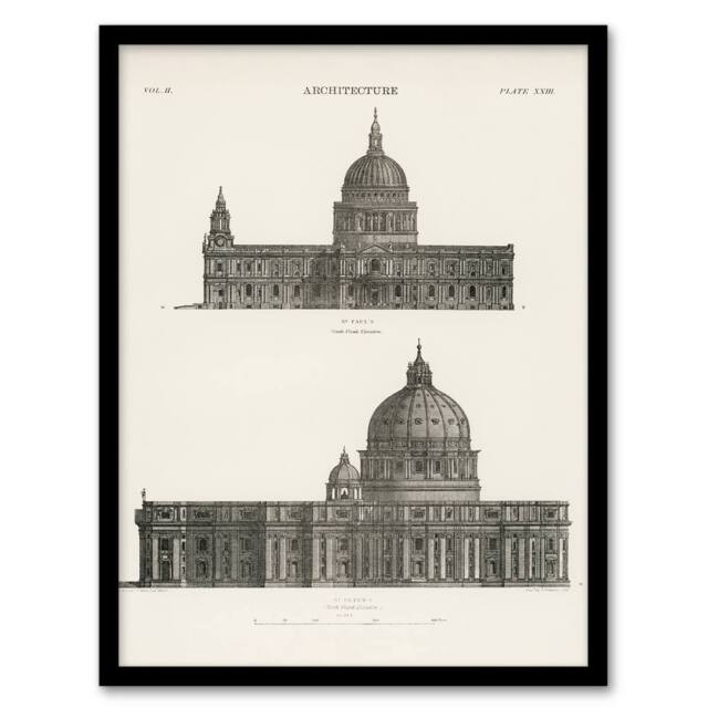 Artery8 Vintage Encyclopaedia Britannica Framed Wall Art St Paul St Peters in White - Size: A4 - image 1