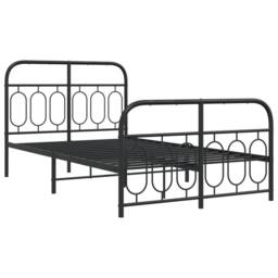 Berkfield Home Metal Bed Frame without Mattress with Footboard Black 120x190cm - Size: 120x190 cm - thumbnail 3