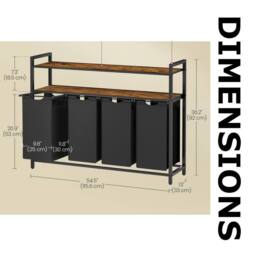Pirlo Plush Large Wide Industrial 4 Compartment Laundry Basket with Shelves in Brown - thumbnail 6