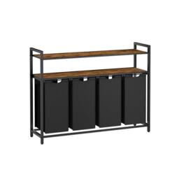 Pirlo Plush Large Wide Industrial 4 Compartment Laundry Basket with Shelves in Brown - thumbnail 5