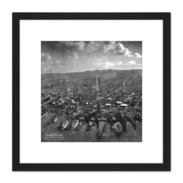 Artery8 San Francisco Earthquake 1906 Ruins Aerial Photo 8X8 Inch Square Wooden Framed Wall Art Print Picture with Mount in Black - thumbnail 1