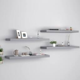 Berkfield Home Floating Wall Shelves 4 pcs Grey 80x23.5x3.8 cm MDF - thumbnail 2