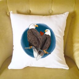 Afewhometruths Mates for Life Gift for Couples Bald Eagles Love Cushion - Anniversary, Wedding Gift in Off-White - Size: 40 cm x 40 cm