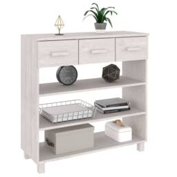 Berkfield Home Decorative Console Table HAMAR White 90x35x90 cm Solid Wood Pine - Size: 90 x 35 x 90 cm - thumbnail 4