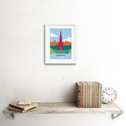 "Artery8 Wall Art Print Scotland Travel Edinburgh Scott Monument Retro Framed in White - Size: W7"" x H9""" - thumbnail 2