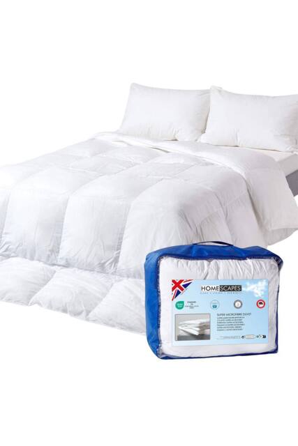 Homescapes Luxury Hotel Soft as Down Super Microfibre 2.5 Tog Summer Duvet in White - Size: Super King - image 1