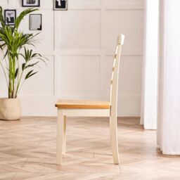 FurnitureboxUK Salcombe Round Wooden Table & 4 Whitby Dining Chairs in Cream - thumbnail 9