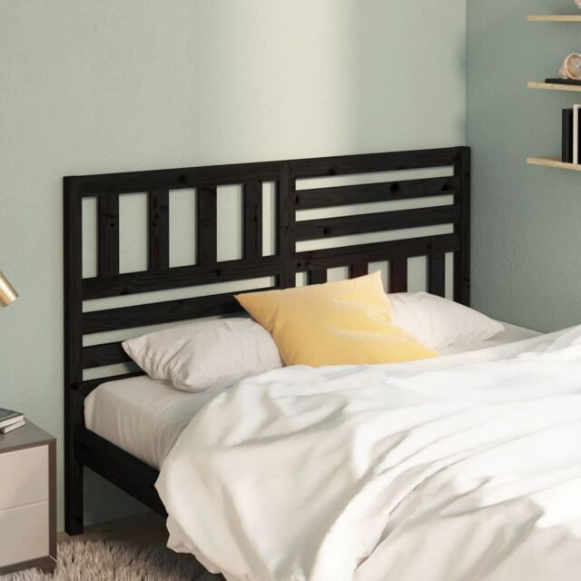 Berkfield Home Bed Headboard Black 146x4x100 cm Solid Wood Pine - Size: 146 x 4 x 100 cm - image 1