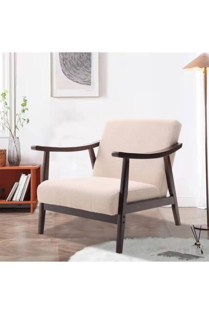 Comfortable Upholstered Accent Chair for Living Room in Beige - image 1