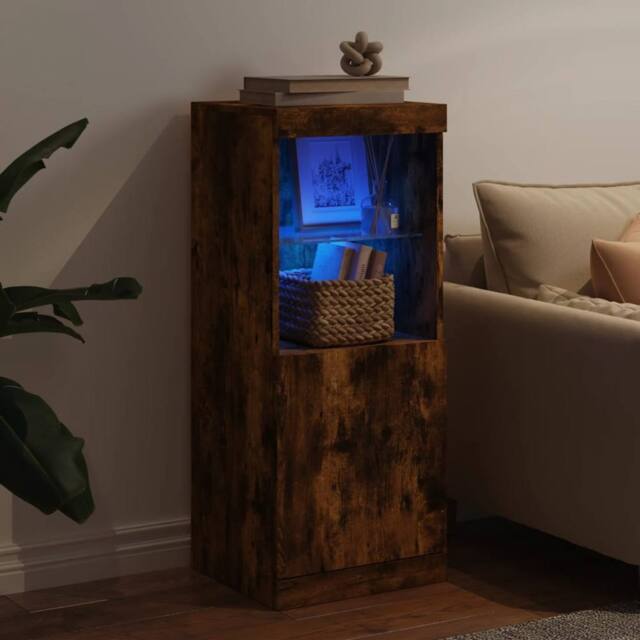 Berkfield Home Sideboard with LED Lights Smoked Oak 41x37x100 cm in Brown - Size: 41 x 37 x 100 cm - image 1