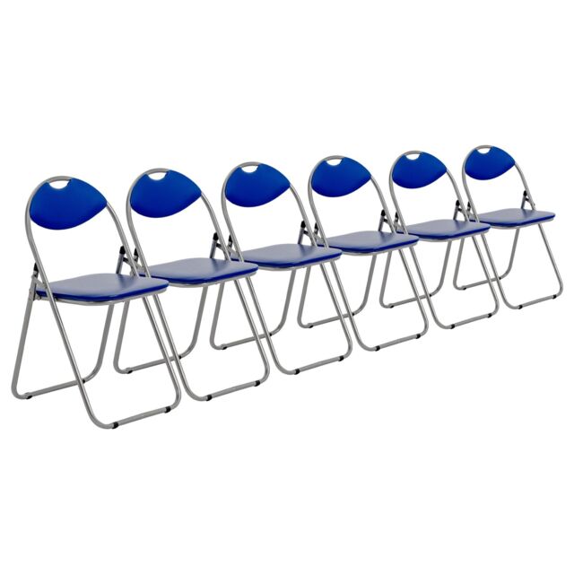 Harbour Housewares 6x Padded Folding Chairs Metal Frame Easy Store Portable Folding Seats in Blue - image 1