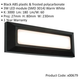 Loops Outdoor IP65 Pathway Guide Light - Direct 3W Warm White LED - Black ABS Plastic - thumbnail 2
