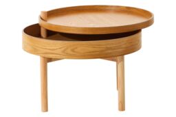 Orsina Versatile Revolving Top Side Table, Industrial Design Bedroom Table, Everyday Use Side Table For Lounge in Natural - thumbnail 2