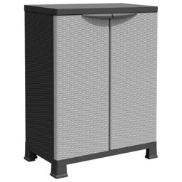 Berkfield Home Plastic Cabinet 68x39x92 cm Rattan Design in Grey - Size: 68 x 39 x 92 cm - thumbnail 2