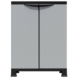 Berkfield Home Plastic Cabinet 68x39x92 cm Rattan Design in Grey - Size: 68 x 39 x 92 cm - thumbnail 3