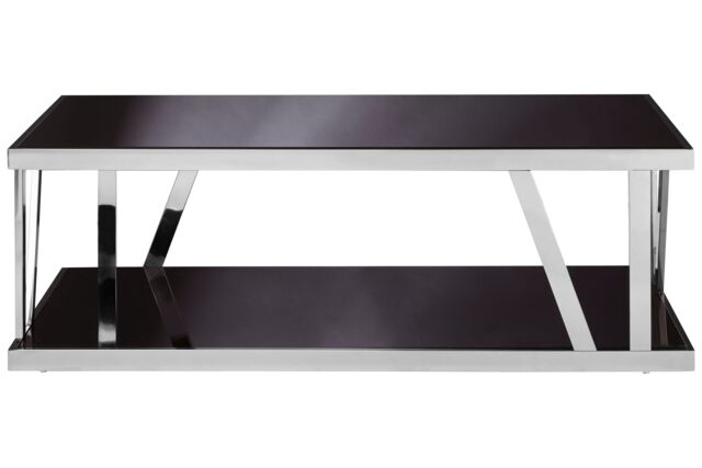 Orsina Contemporary Black Glass Coffee Table, Durable Decorative Coffee Table For Livingroom, Strong Coffee Table - image 1