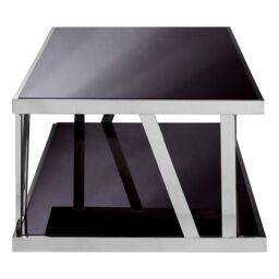 Orsina Contemporary Black Glass Coffee Table, Durable Decorative Coffee Table For Livingroom, Strong Coffee Table - thumbnail 3