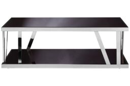 Orsina Contemporary Black Glass Coffee Table, Durable Decorative Coffee Table For Livingroom, Strong Coffee Table - thumbnail 6