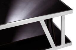 Orsina Contemporary Black Glass Coffee Table, Durable Decorative Coffee Table For Livingroom, Strong Coffee Table - thumbnail 5