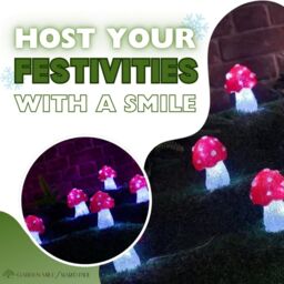 Marco Paul Pack of 5 Red Acrylic Mushrooms Battery Powered Garden Lights - thumbnail 4