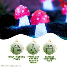 Marco Paul Pack of 5 Red Acrylic Mushrooms Battery Powered Garden Lights - thumbnail 5
