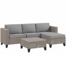OUTSUNNY 5 PCs Rattan Garden Furniture Set with Glass Coffee Table in Brown - thumbnail 2