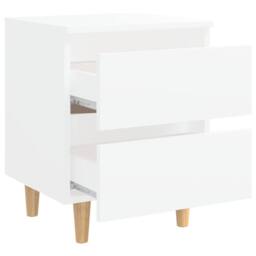 Berkfield Home Sturdy Bed Cabinet with Solid Pinewood Legs White 40x35x50 cm - Size: 40 x 35 x 50 cm - thumbnail 5