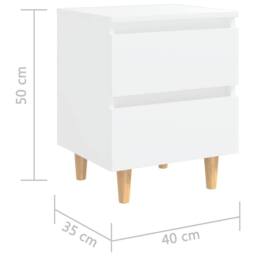 Berkfield Home Sturdy Bed Cabinet with Solid Pinewood Legs White 40x35x50 cm - Size: 40 x 35 x 50 cm - thumbnail 7
