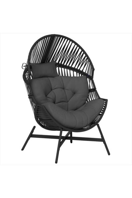 ERGOVEXA Rattan Egg Chair, Charcoal grey - image 1