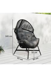 ERGOVEXA Rattan Egg Chair, Charcoal grey - thumbnail 2