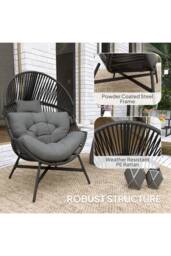ERGOVEXA Rattan Egg Chair, Charcoal grey - thumbnail 3