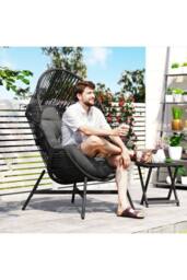 ERGOVEXA Rattan Egg Chair, Charcoal grey - thumbnail 6