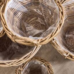 Dibor Traditional Wicker Round XL Lined Basket with Handles H34 x W44cm in Natural - thumbnail 3