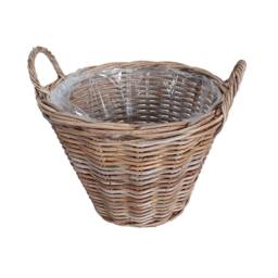 Dibor Traditional Wicker Round XL Lined Basket with Handles H34 x W44cm in Natural - thumbnail 2