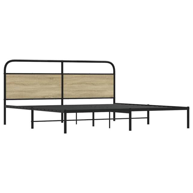 Berkfield Home Metal Bed Frame without Mattress Sonoma Oak 200x200 cm in Light Tan - image 1