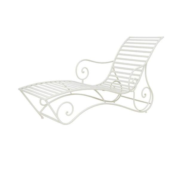 Melody Maison Large Cream Metal Sun Lounger - 58.5cm X 98.5cm - Size: 58.5 cm X 98.5 cm - image 1