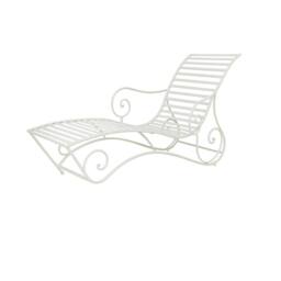 Melody Maison Large Cream Metal Sun Lounger - 58.5cm X 98.5cm - Size: 58.5 cm X 98.5 cm