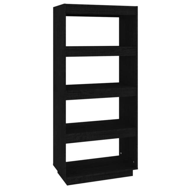 Berkfield Home Book Cabinet/Room Divider Black 60x35x135 cm Solid Pinewood - Size: 60 x 35 x 135 cm - image 1