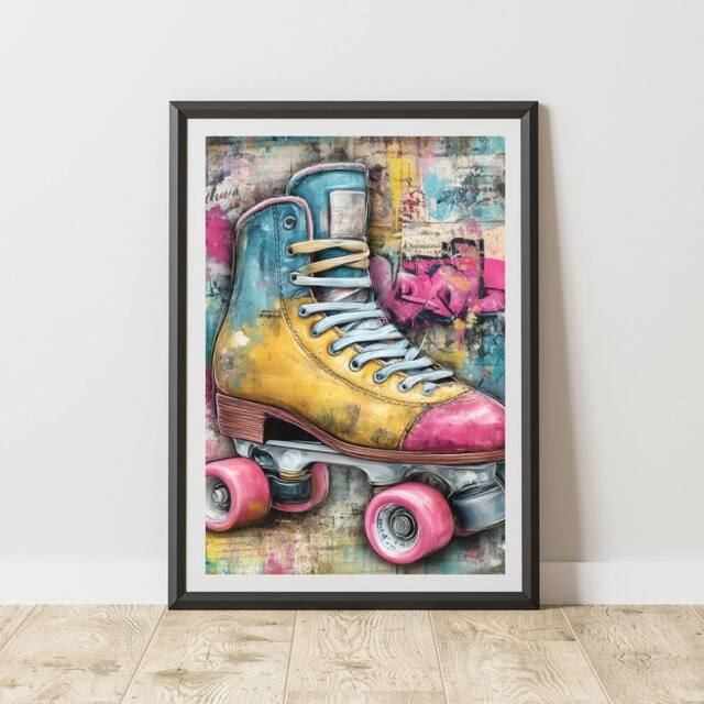 60 SECOND MAKEOVER Roller Boot Graffiti Print Urban Street Art Poster Junk Journal - Size: A4 - image 1