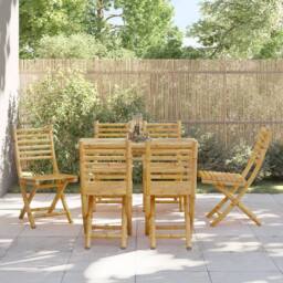 Berkfield Home Beautiful Folding Garden Chairs 6 pcs 43x54x88 cm Bamboo in Brown - Size: 43 x 54 x 88 cm - thumbnail 2