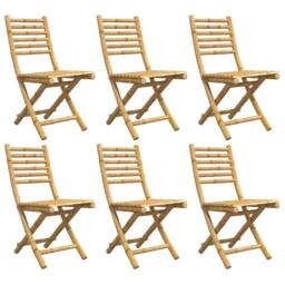 Berkfield Home Beautiful Folding Garden Chairs 6 pcs 43x54x88 cm Bamboo in Brown - Size: 43 x 54 x 88 cm - thumbnail 4