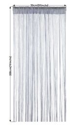 Neel Blue Glitter String Curtain Polyester Fringe Panel Spaghetti Tassel Curtain, 200cm x 90cm in Silver - Size: 200 cm x 90 cm - thumbnail 2