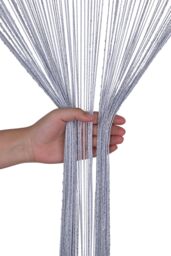 Neel Blue Glitter String Curtain Polyester Fringe Panel Spaghetti Tassel Curtain, 200cm x 90cm in Silver - Size: 200 cm x 90 cm - thumbnail 6